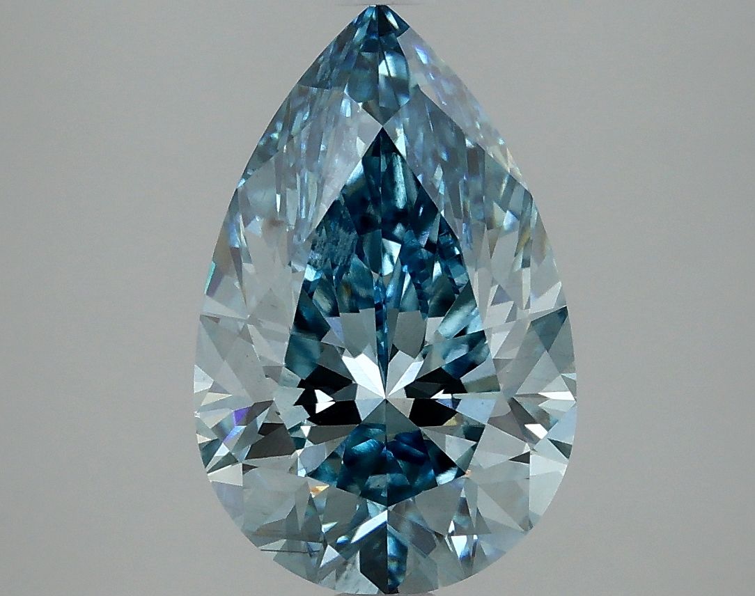 Lab-Grown Pear Diamond - 3.06 Carats, Fancy Vivid Blue Color, VS2 Clarity - Certified by IGI - Report Number: LG634426898