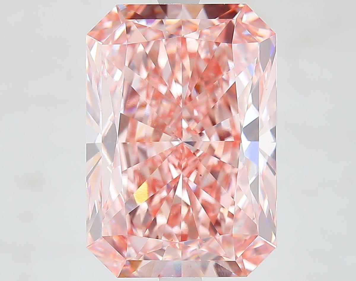 Lab-Grown Radiant Diamond - 7.67 Carats, Fancy Vivid Pink Color, VS1 Clarity - Certified by IGI - Report Number: LG625460440