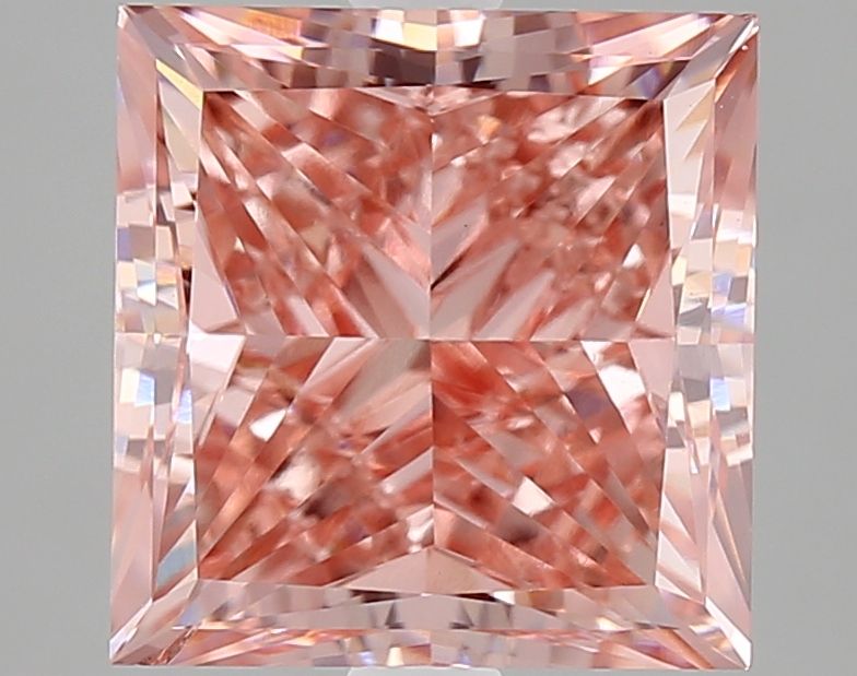 Lab-Grown Princess Diamond - 3.7 Carats, Fancy Intense Pink Color, VS2 Clarity - Certified by IGI - Report Number: LG533291138
