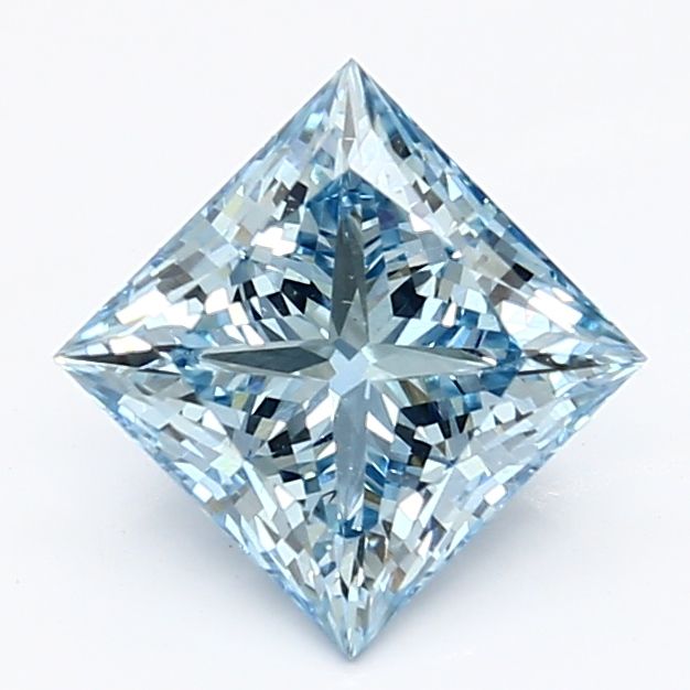 Lab-Grown Princess Diamond - 1.38 Carats, Fancy Vivid Blue Color, VS1 Clarity - Certified by IGI - Report Number: LG633433902
