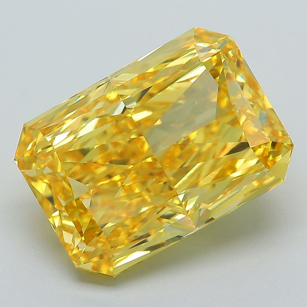 Lab-Grown Radiant Diamond - 8.04 Carats, Fancy Vivid Yellow Color, VS1 Clarity - Certified by IGI - Report Number: LG681583295