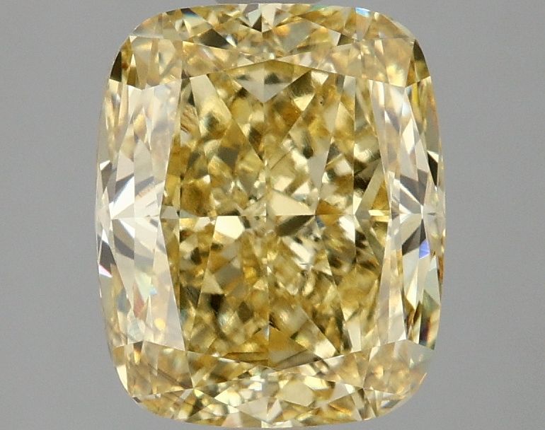 Lab-Grown Cushion Diamond - 3.05 Carats, Fancy Intense Yellow Color, VS2 Clarity - Certified by IGI - Report Number: LG671484204