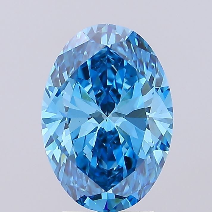 Lab-Grown Oval Diamond - 3.52 Carats, Fancy Vivid Blue Color, VS1 Clarity - Certified by IGI - Report Number: LG677578897