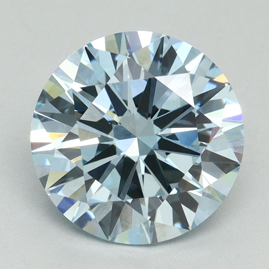 Lab-Grown Round Diamond - 3.01 Carats, Fancy Intense Blue Color, VVS2 Clarity - Certified by IGI - Report Number: LG636401540