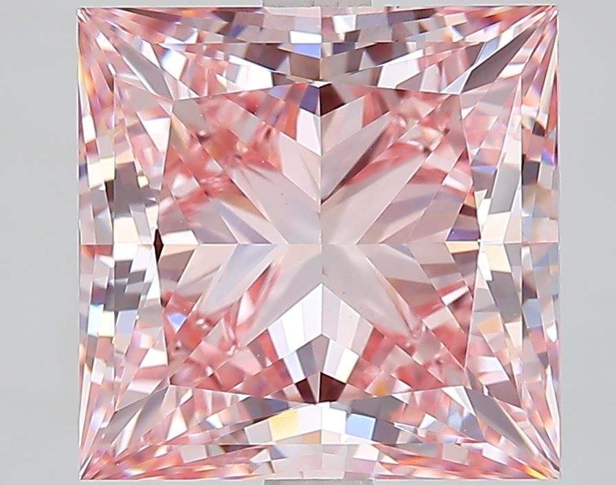 Lab-Grown Princess Diamond - 5.1 Carats, Fancy Intense Pink Color, VVS2 Clarity - Certified by IGI - Report Number: 628485851