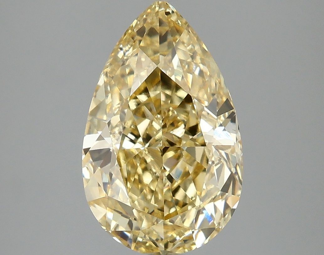 Lab-Grown Pear Diamond - 3.02 Carats, Fancy Intense Yellow Color, VVS2 Clarity - Certified by IGI - Report Number: LG667438906