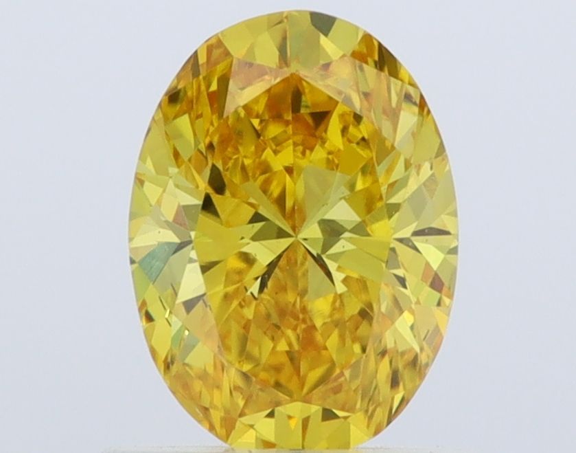 Lab-Grown Oval Diamond - 0.7 Carats, Fancy Vivid Yellow Color, SI1 Clarity - Certified by IGI - Report Number: LG542224265