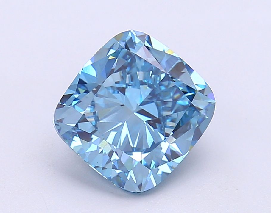 Lab-Grown Cushion Diamond - 3.05 Carats, Fancy Vivid Blue Color, VS1 Clarity - Certified by IGI - Report Number: LG684510348