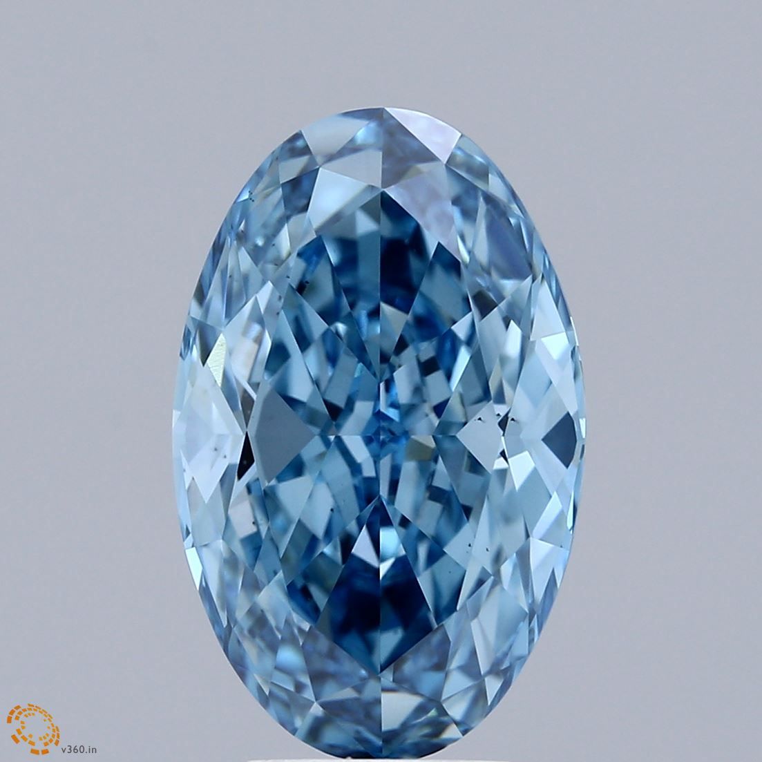 Lab-Grown Oval Diamond - 5.02 Carats, Fancy Vivid Blue Color, VS2 Clarity - Certified by IGI - Report Number: LG665424498
