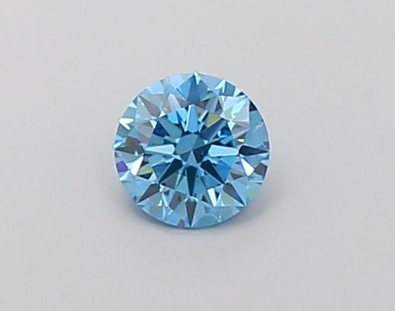 Lab-Grown Round Diamond - 0.55 Carats, Fancy Vivid Blue Color, VS1 Clarity - Certified by IGI - Report Number: LG677552075
