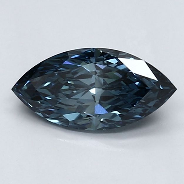 Lab-Grown Marquise Diamond - 0.99 Carats, Fancy Vivid Blue Color, VS2 Clarity - Certified by IGI - Report Number: LG586338922