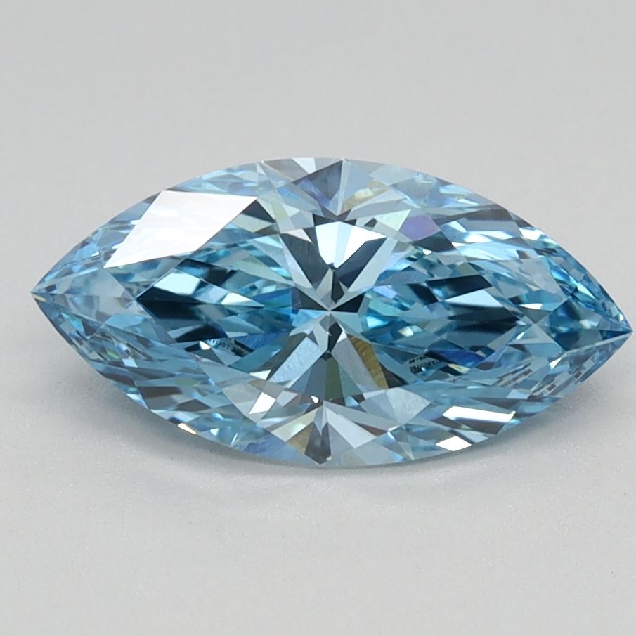 Lab-Grown Marquise Diamond - 1.05 Carats, Fancy Vivid Blue Color, VS1 Clarity - Certified by IGI - Report Number: LG613350792