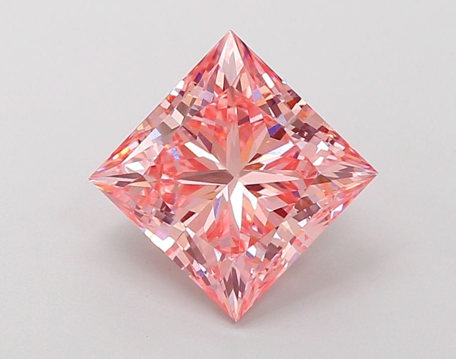 Lab-Grown Princess Diamond - 3.03 Carats, Fancy Vivid Pink Color, VVS2 Clarity - Certified by IGI - Report Number: LG680520447