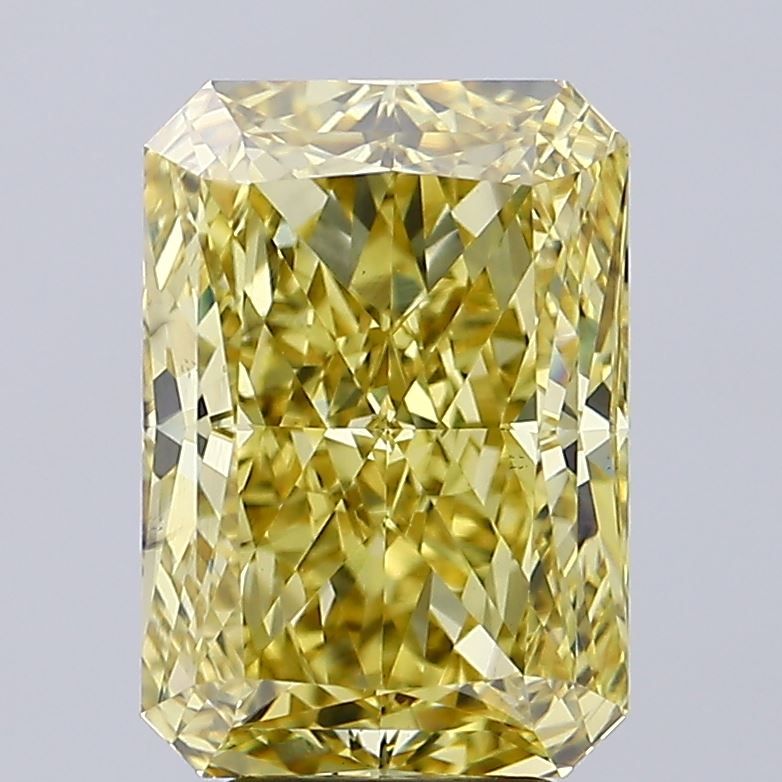 Lab-Grown Radiant Diamond - 4.66 Carats, Fancy Vivid Yellow Color, VS2 Clarity - Certified by IGI - Report Number: LG627484705
