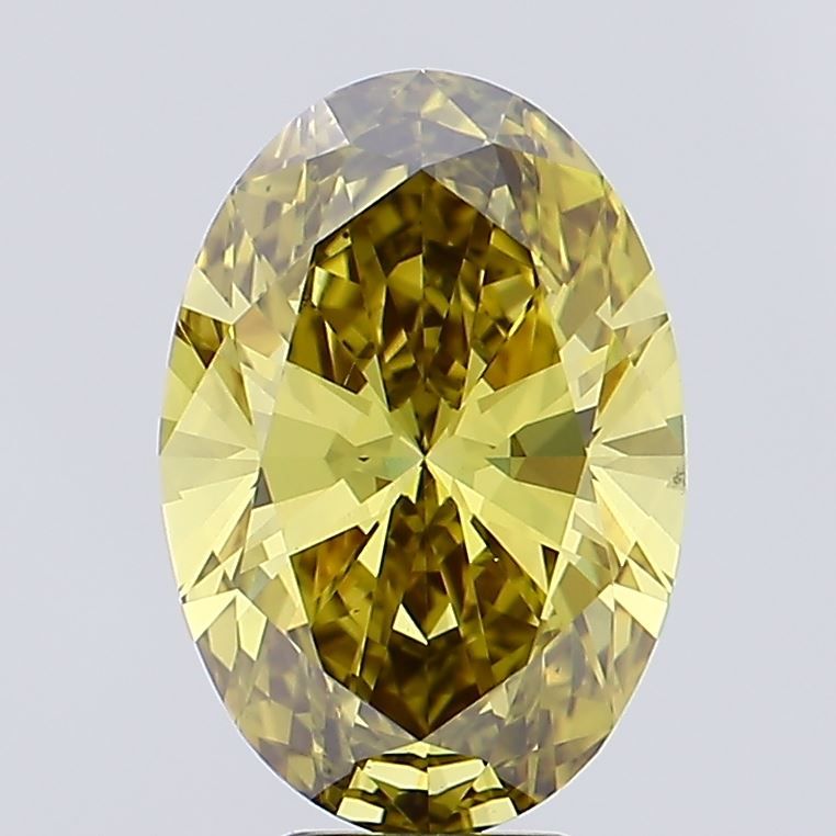 Lab-Grown Oval Diamond - 5.0 Carats, Fancy Vivid Greenish Yellow Color, VS1 Clarity - Certified by IGI - Report Number: LG625487153