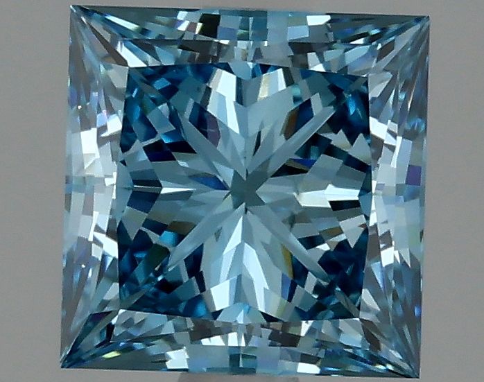 Lab-Grown Princess Diamond - 1.92 Carats, Fancy Vivid Blue Color, VS2 Clarity - Certified by IGI - Report Number: LG621451321