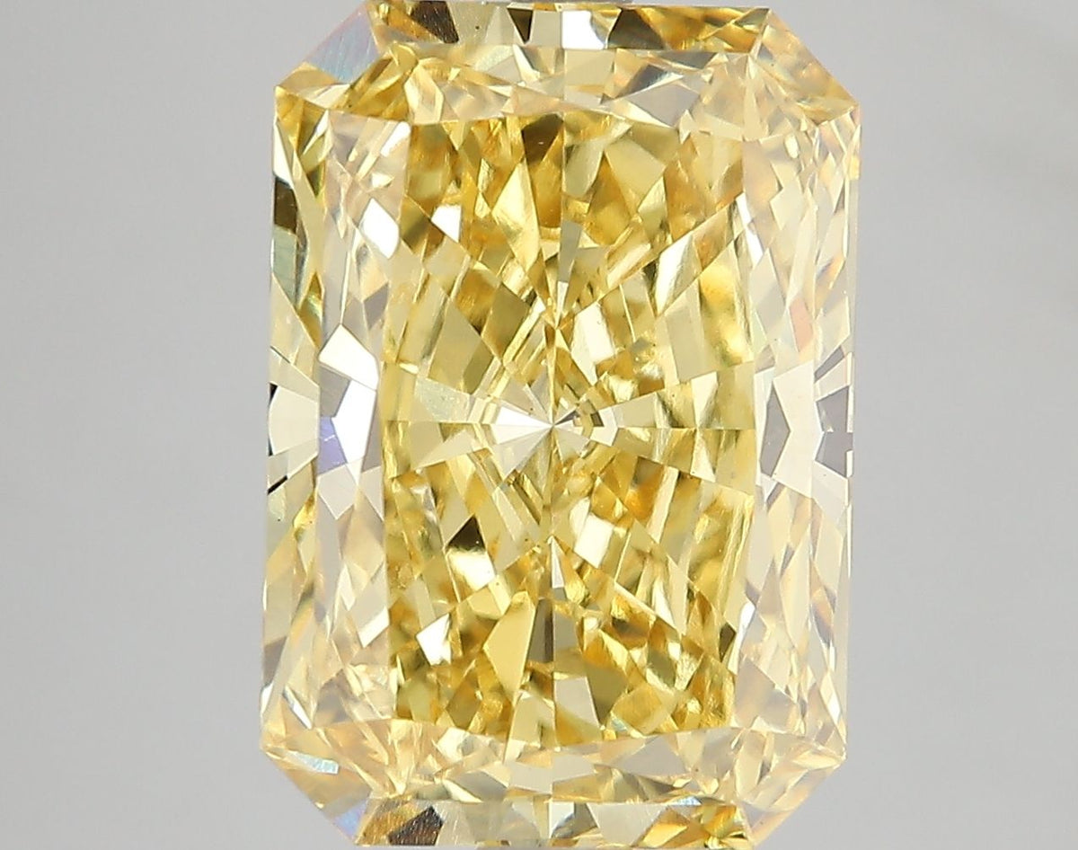 Lab-Grown Radiant Diamond - 7.08 Carats, Fancy Vivid Yellow Color, VS1 Clarity - Certified by IGI - Report Number: LG671478721