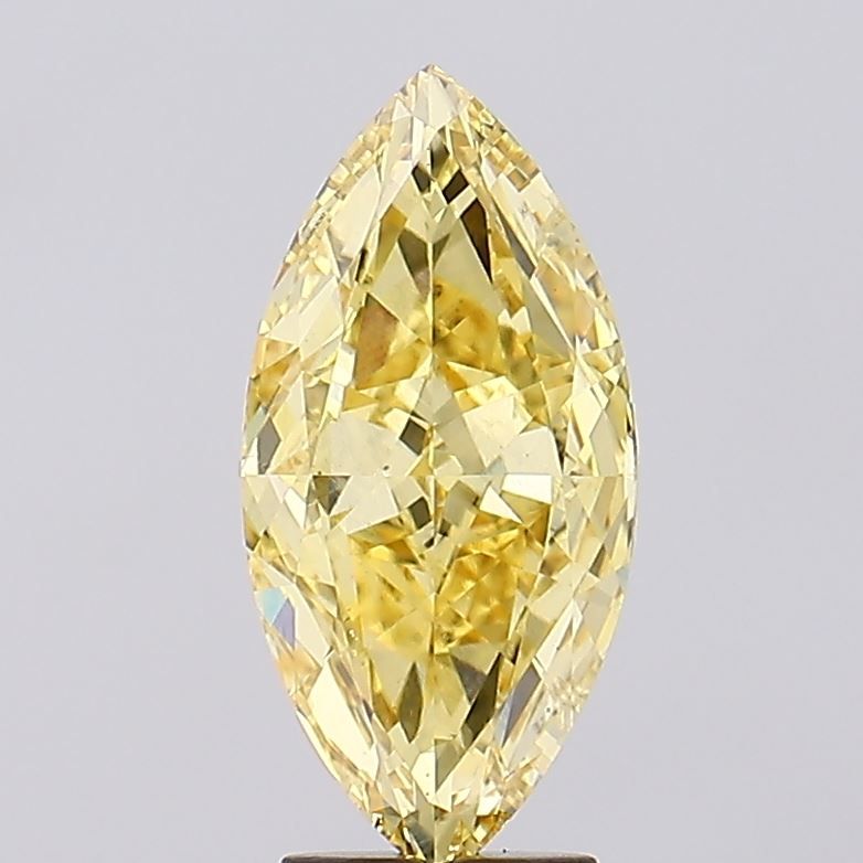 Lab-Grown Marquise Diamond - 4.01 Carats, Fancy Intense Yellow Color, VS2 Clarity - Certified by IGI - Report Number: LG628436342