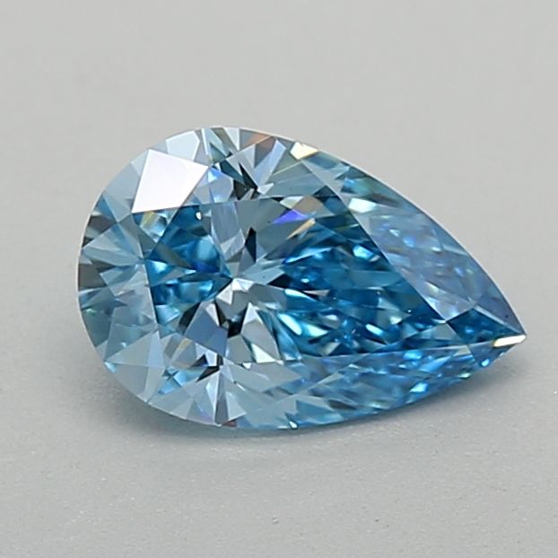 Lab-Grown Pear Diamond - 0.55 Carats, Fancy Vivid Blue Color, VS1 Clarity - Certified by IGI - Report Number: LG627428394
