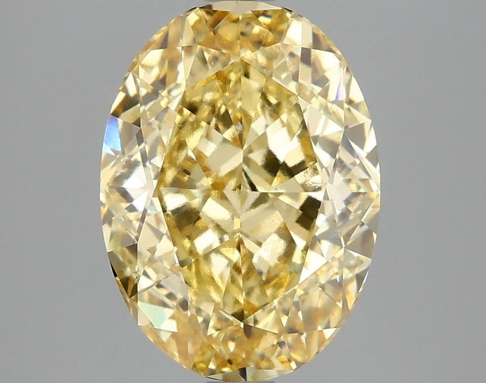 Lab-Grown Oval Diamond - 4.06 Carats, Fancy Vivid Yellow Color, VVS2 Clarity - Certified by IGI - Report Number: LG665459633