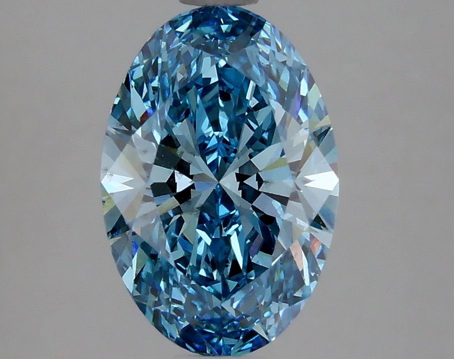Lab-Grown Oval Diamond - 2.05 Carats, Fancy Vivid Blue Color, VS2 Clarity - Certified by IGI - Report Number: LG633423941