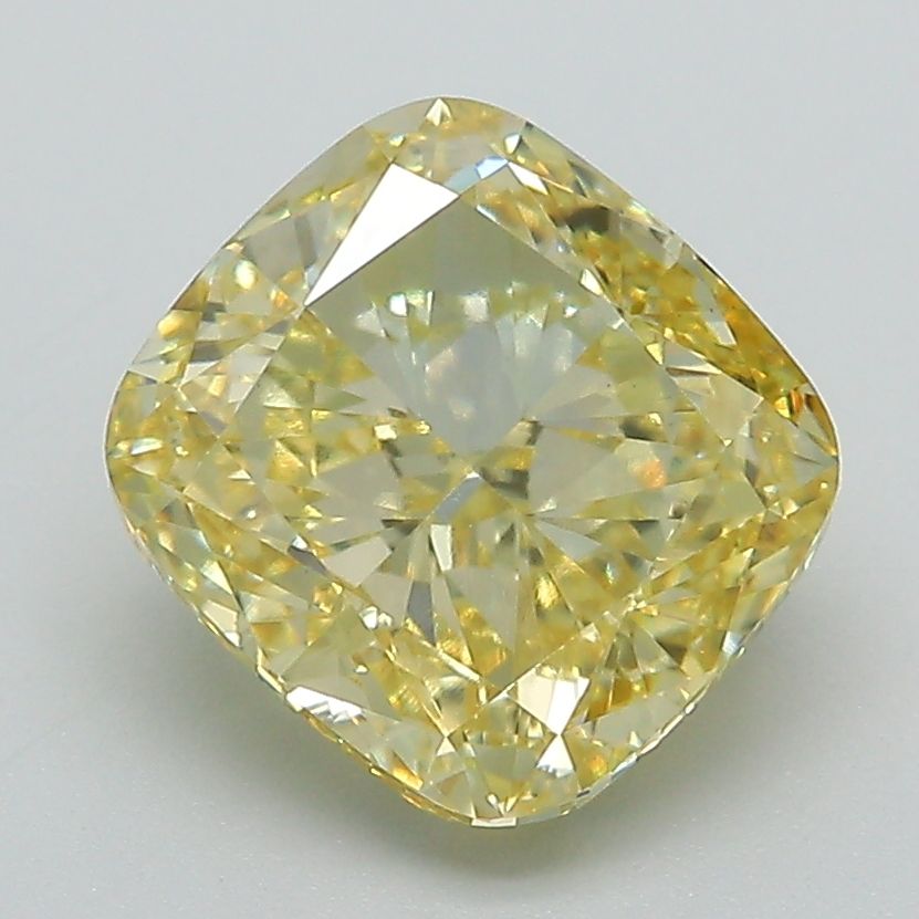 Lab-Grown Cushion Diamond - 3.08 Carats, Fancy Intense Yellow Color, VVS2 Clarity - Certified by IGI - Report Number: LG674543993