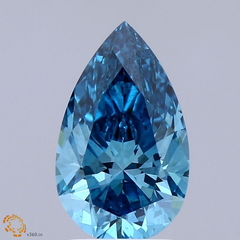Lab-Grown Pear Diamond - 2.0 Carats, Fancy Vivid Blue Color, VS2 Clarity - Certified by IGI - Report Number: LG671484883