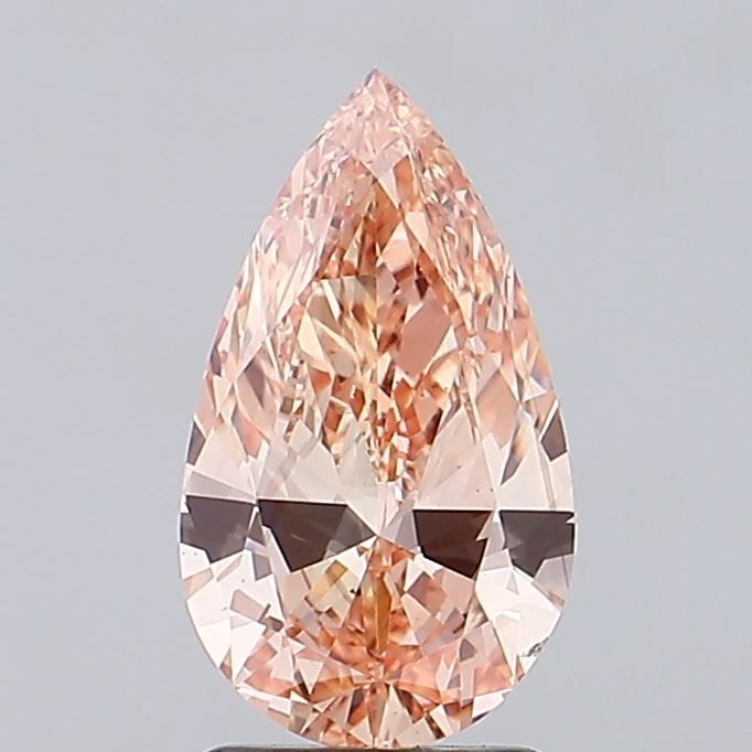 Lab-Grown Pear Diamond - 2.0 Carats, Fancy Intense Orange Pink Color, VS2 Clarity - Certified by IGI - Report Number: LG686501541