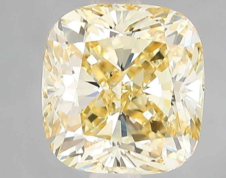 Lab-Grown Cushion Diamond - 3.1 Carats, Fancy Intense Yellow Color, VS1 Clarity - Certified by IGI - Report Number: LG662406037