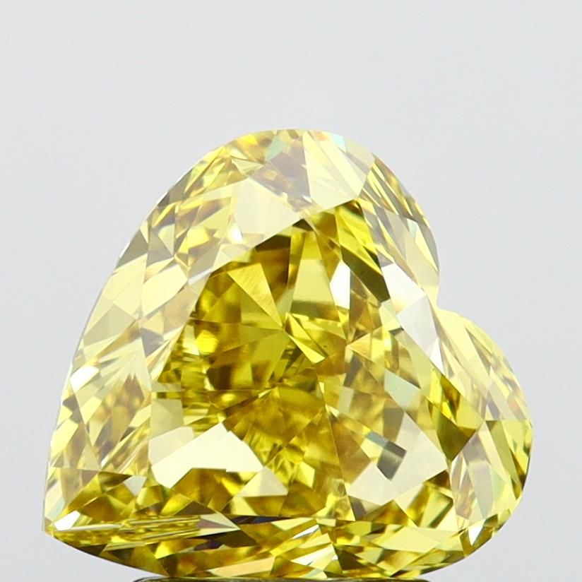 Lab-Grown Heart Diamond - 4.05 Carats, Fancy Vivid Yellow Color, VS1 Clarity - Certified by IGI - Report Number: LG652458332