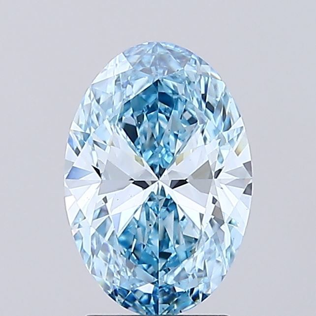 Lab-Grown Oval Diamond - 2.02 Carats, Fancy Vivid Blue Color, VS2 Clarity - Certified by IGI - Report Number: LG686501487