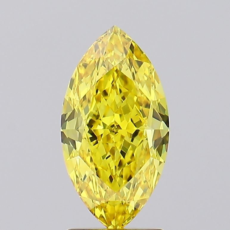 Lab-Grown Marquise Diamond - 2.45 Carats, Fancy Vivid Yellow Color, VS1 Clarity - Certified by IGI - Report Number: LG519260326