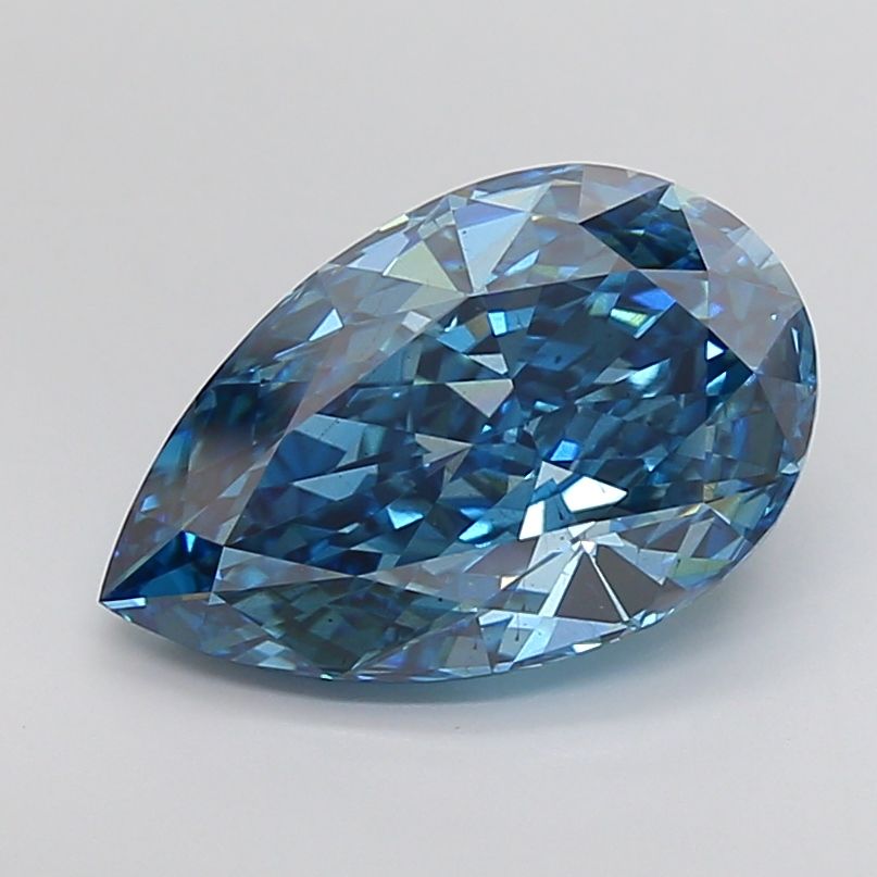 Lab-Grown Pear Diamond - 5.82 Carats, Fancy Vivid Blue Color, VS2 Clarity - Certified by IGI - Report Number: LG648469331