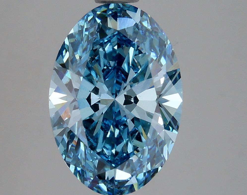 Lab-Grown Oval Diamond - 2.96 Carats, Fancy Vivid Blue Color, VS2 Clarity - Certified by IGI - Report Number: LG633423970