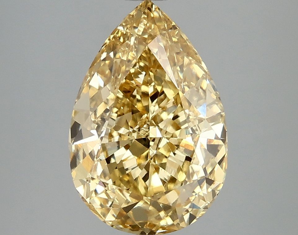 Lab-Grown Pear Diamond - 3.08 Carats, Fancy Intense Yellow Color, VVS2 Clarity - Certified by IGI - Report Number: LG668417525