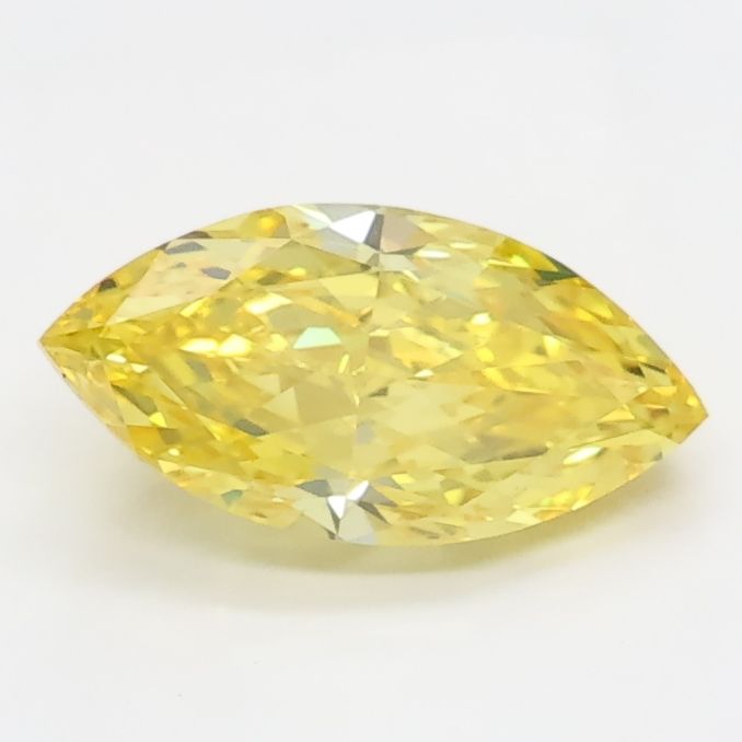 Lab-Grown Marquise Diamond - 0.81 Carats, Fancy Vivid Yellow Color, VVS2 Clarity - Certified by IGI - Report Number: LG662404488