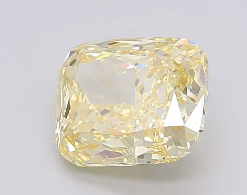 Lab-Grown Cushion Diamond - 2.55 Carats, Fancy Vivid Yellow Color, VS1 Clarity - Certified by IGI - Report Number: LG595381181