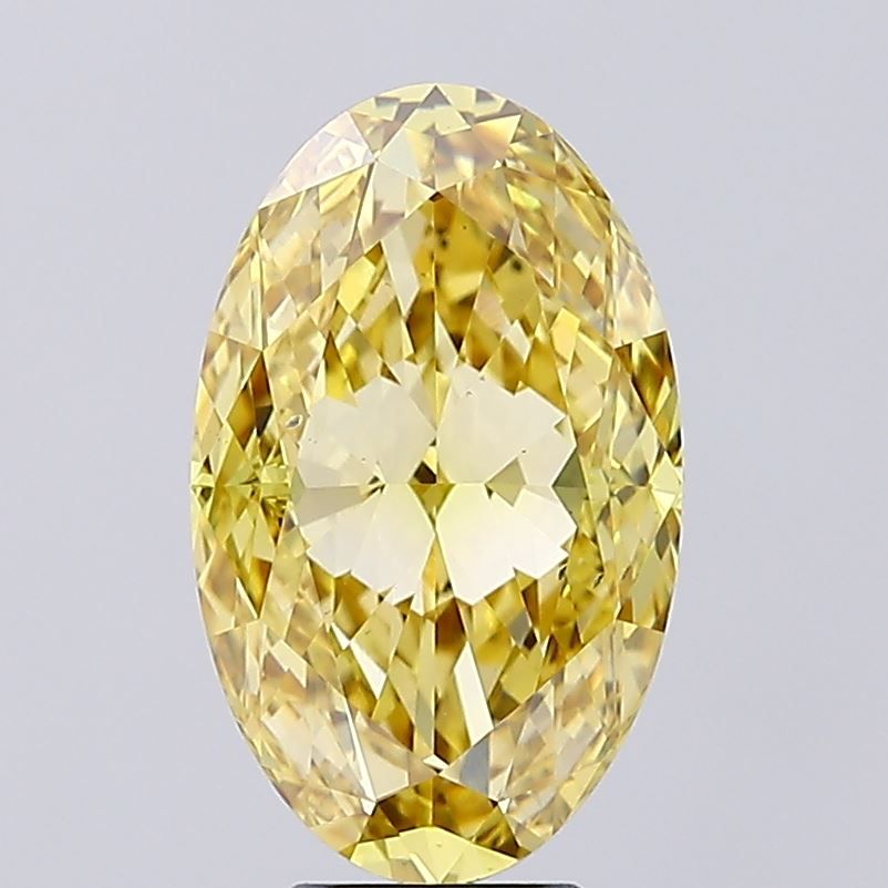 Lab-Grown Oval Diamond - 7.18 Carats, Fancy Intense Yellow Color, VS2 Clarity - Certified by IGI - Report Number: LG681583290