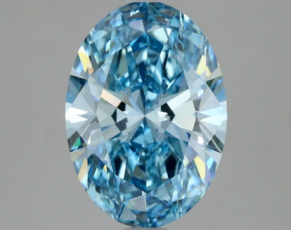 Lab-Grown Oval Diamond - 2.58 Carats, Fancy Vivid Blue Color, VS1 Clarity - Certified by IGI - Report Number: LG637460364