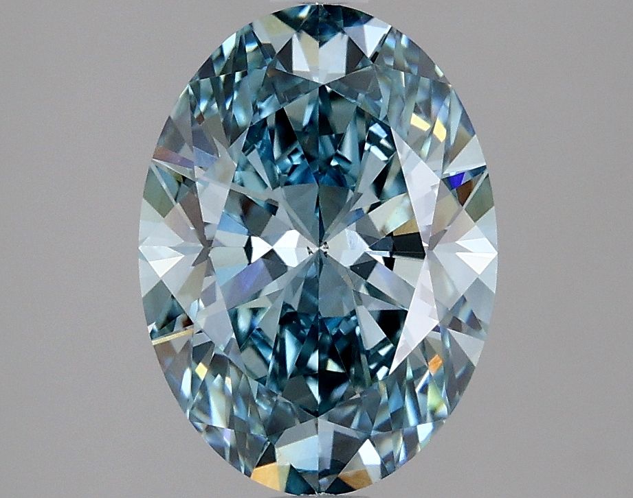 Lab-Grown Oval Diamond - 2.56 Carats, Fancy Vivid Blue Color, VS2 Clarity - Certified by IGI - Report Number: LG635401364