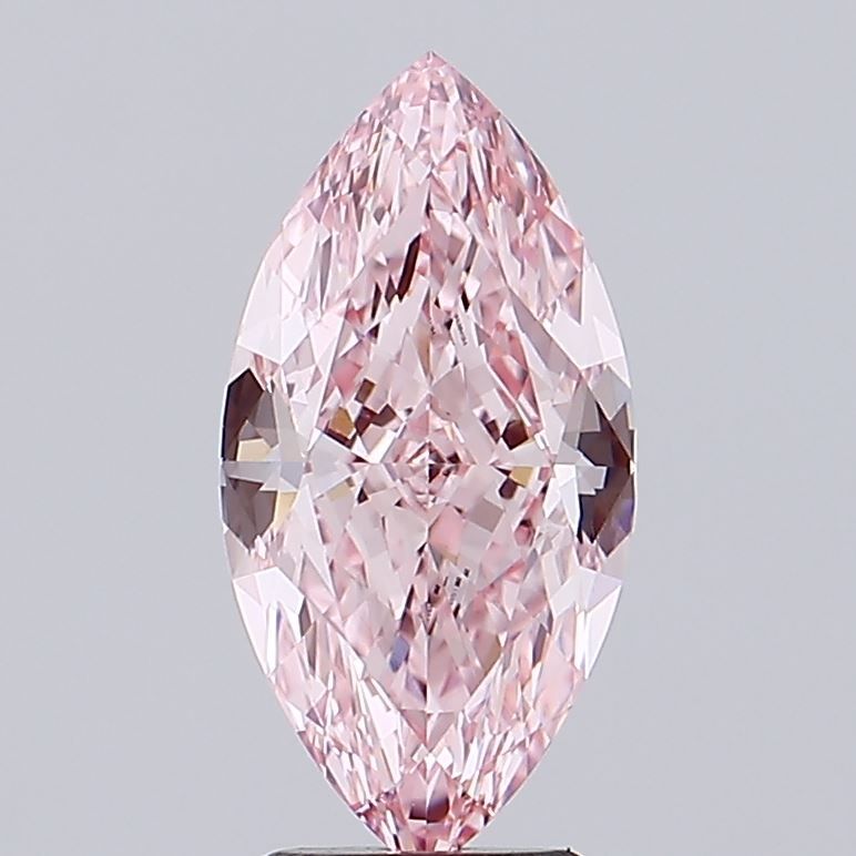 Lab-Grown Marquise Diamond - 3.51 Carats, Fancy Vivid Pink Color, VVS2 Clarity - Certified by IGI - Report Number: LG595384154