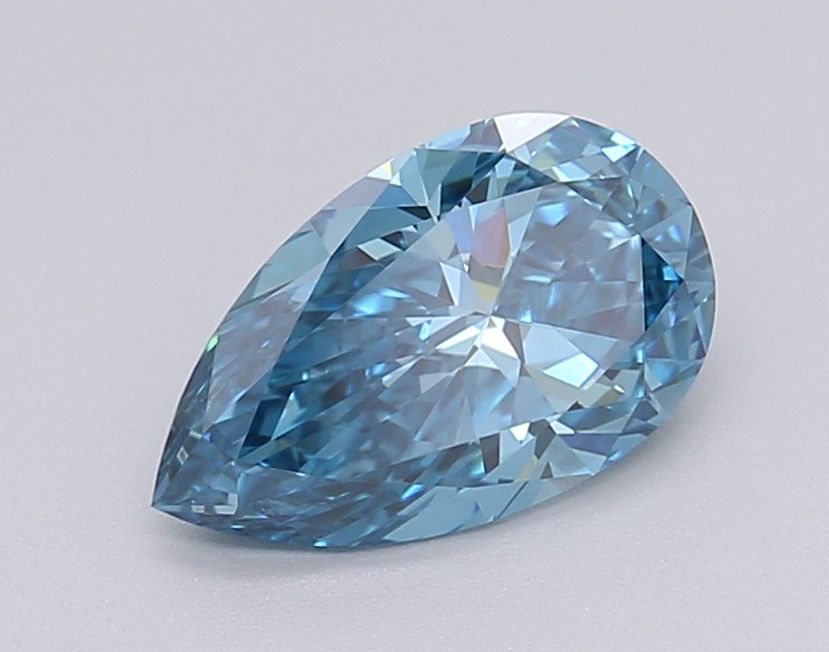 Lab-Grown Pear Diamond - 0.97 Carats, Fancy Vivid Blue Color, VVS2 Clarity - Certified by IGI - Report Number: LG608377059