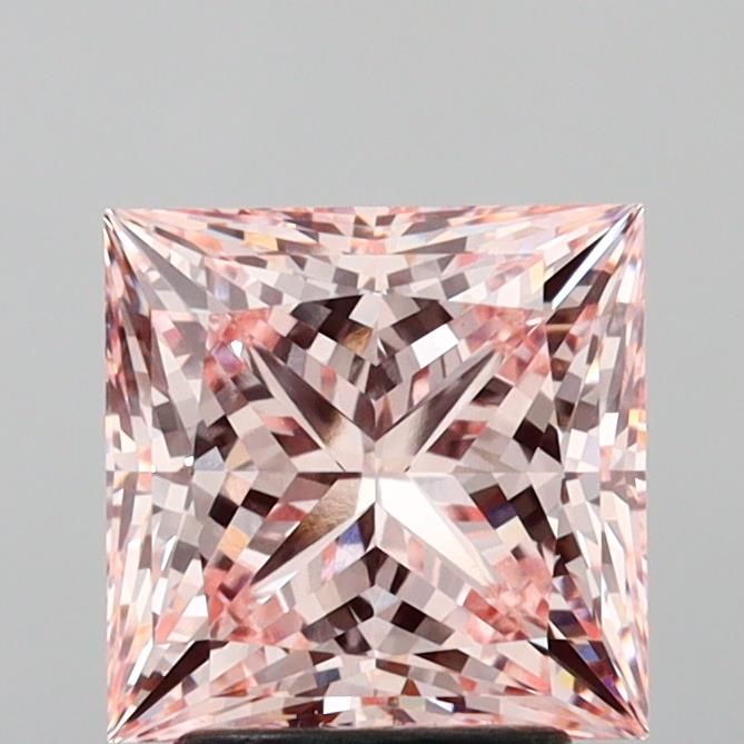 Lab-Grown Princess Diamond - 3.01 Carats, Fancy Intense Pink Color, VVS2 Clarity - Certified by IGI - Report Number: LG634481574