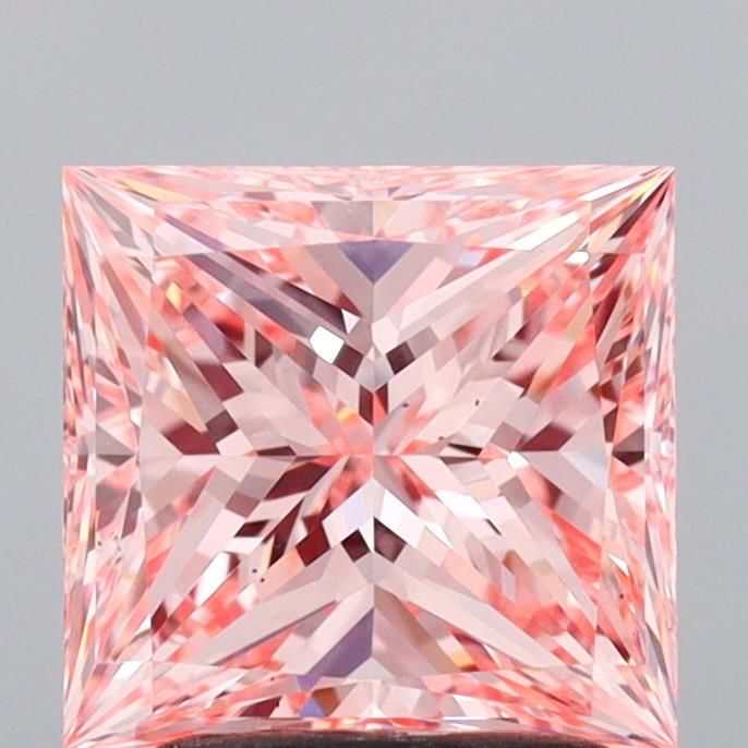 Lab-Grown Princess Diamond - 2.08 Carats, Fancy Intense Pink Color, VS2 Clarity - Certified by IGI - Report Number: LG681581471