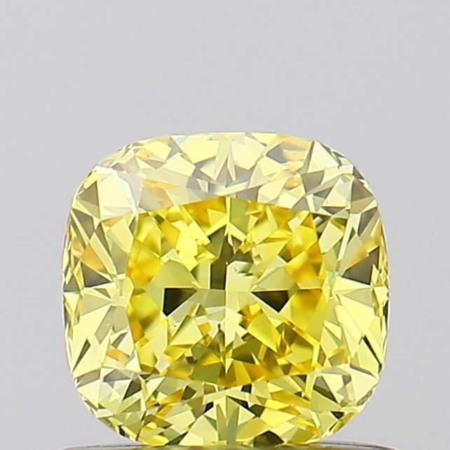 Lab-Grown Cushion Diamond - 0.72 Carats, Fancy Vivid Yellow Color, VS1 Clarity - Certified by IGI - Report Number: LG619433887