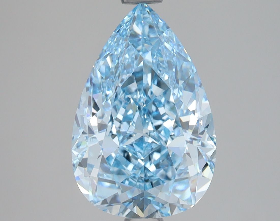Lab-Grown Pear Diamond - 3.0 Carats, Fancy Vivid Blue Color, VVS2 Clarity - Certified by IGI - Report Number: LG681560115