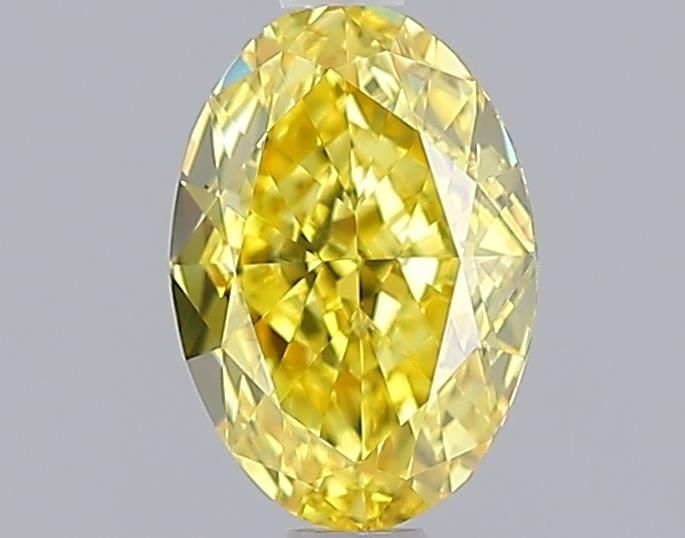 Lab-Grown Oval Diamond - 1.02 Carats, Fancy Vivid Yellow Color, VVS2 Clarity - Certified by IGI - Report Number: LG643411296