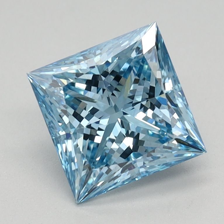 Lab-Grown Princess Diamond - 1.15 Carats, Fancy Vivid Blue Color, VS1 Clarity - Certified by IGI - Report Number: LG613350716