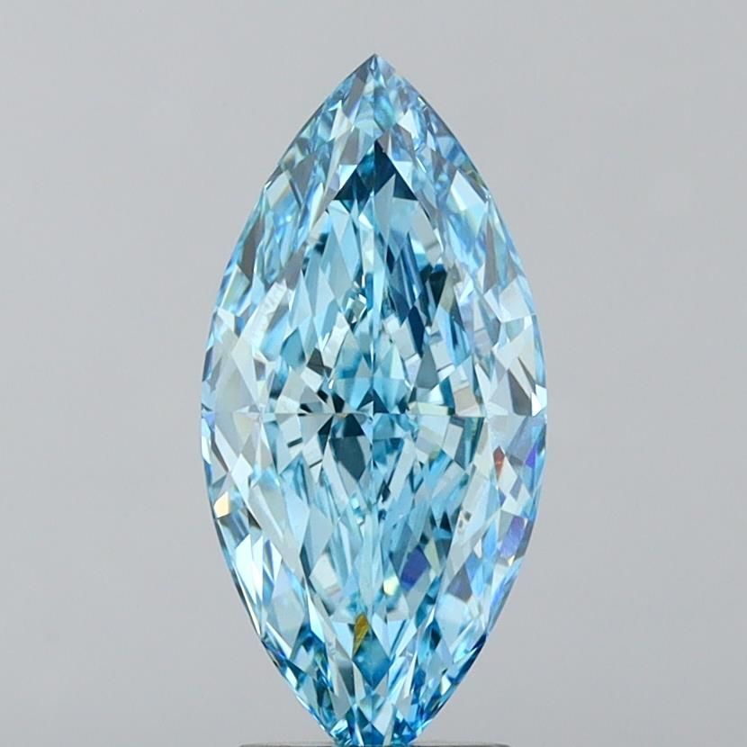 Lab-Grown Marquise Diamond - 4.28 Carats, Fancy Vivid Blue Color, VS1 Clarity - Certified by IGI - Report Number: LG605346919