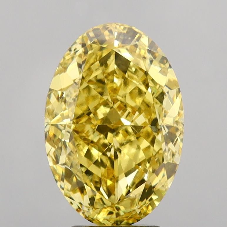Lab-Grown Oval Diamond - 7.21 Carats, Fancy Vivid Yellow Color, VS1 Clarity - Certified by IGI - Report Number: LG680560353
